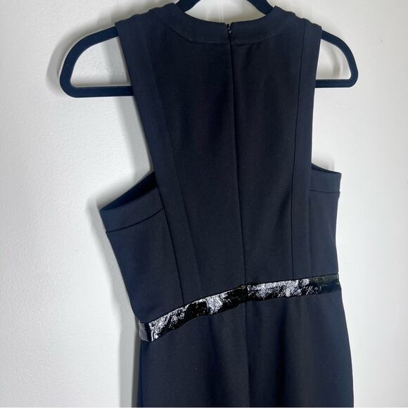 STAUD Sharmila Black Ponte Knit Midi Dress  Sz 6  Chic Minimalist Slit Dress - Picture 5 of 9